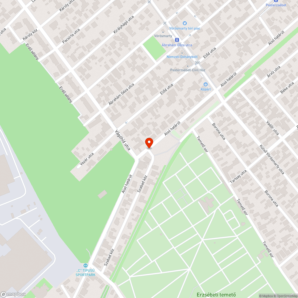 Kátyú az úton bejelentés helye