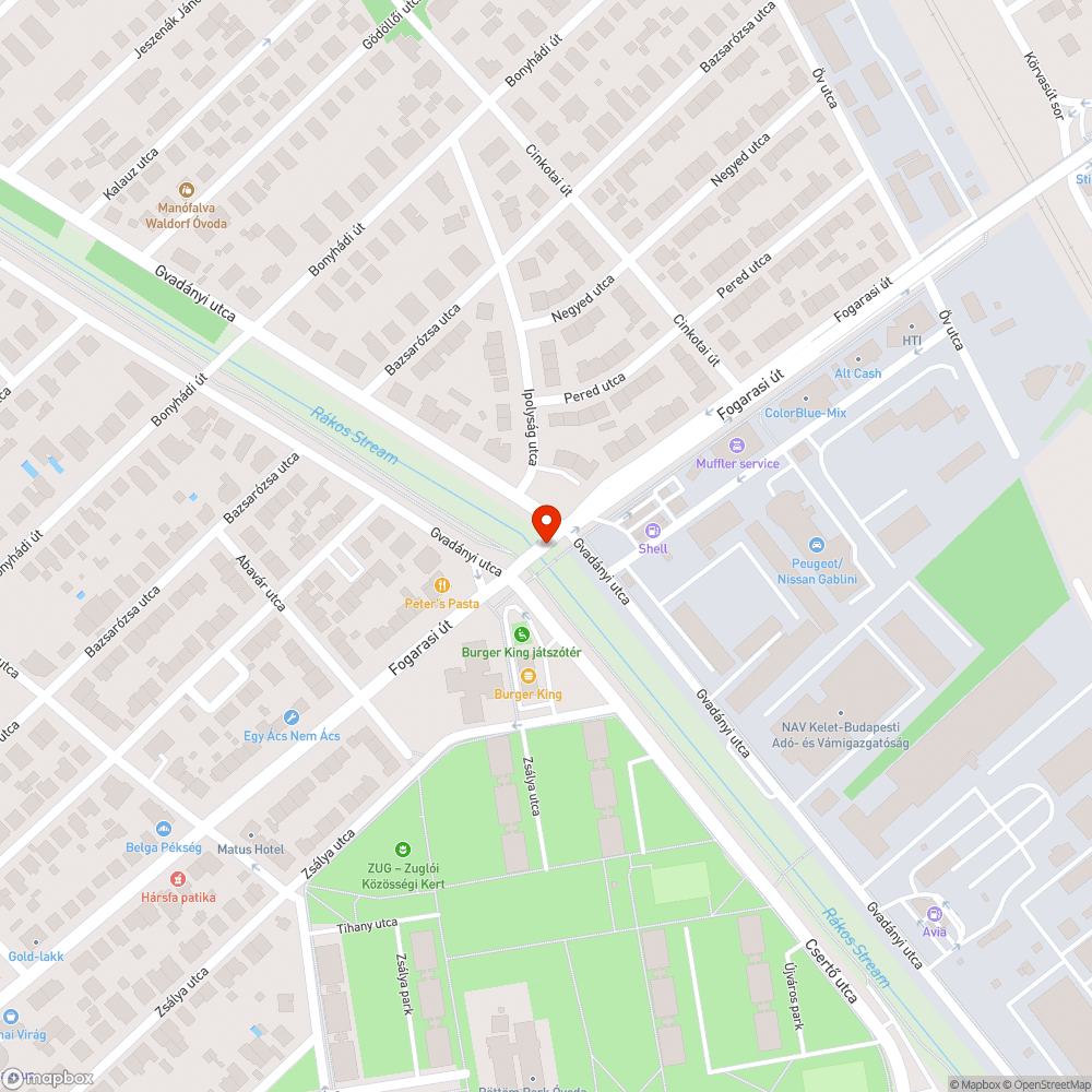 Kiégett közlekedési lámpa gyalogátkelőnél Fogarasi út-Gvadányi utca bejelentés helye