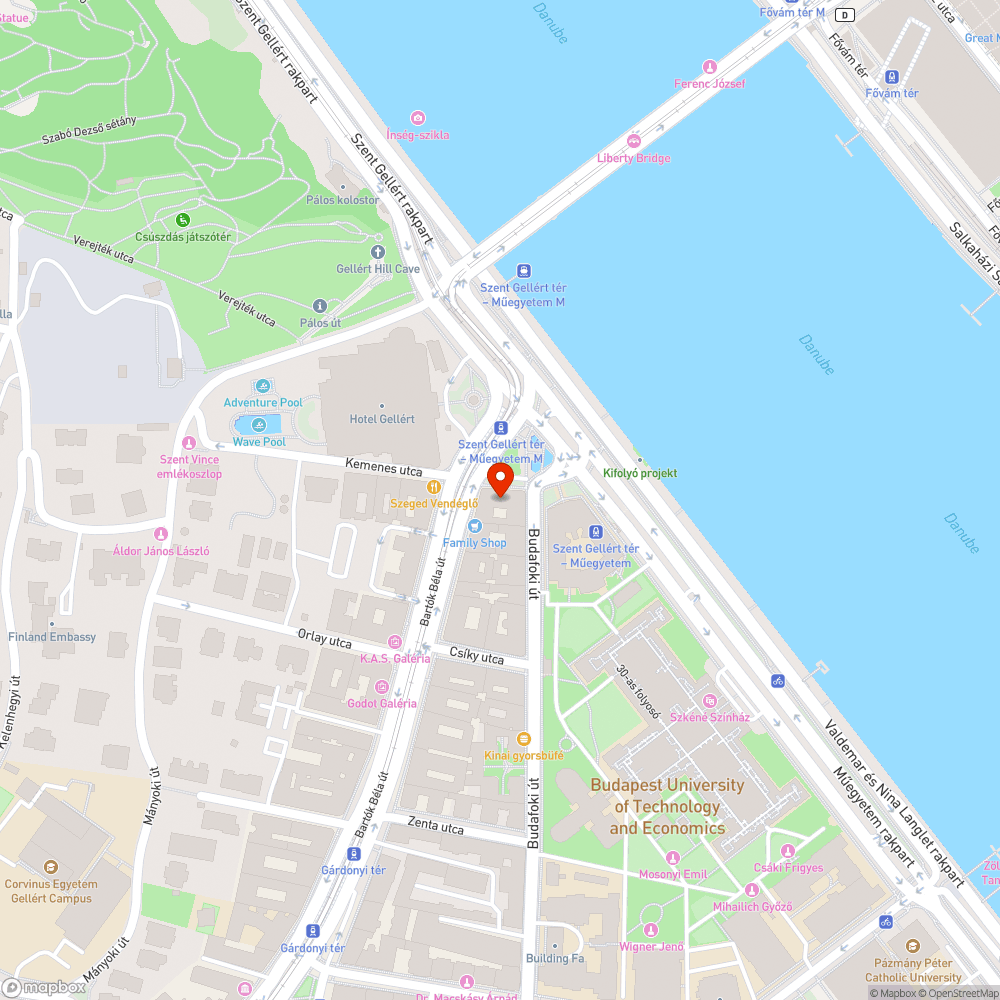 XI. Gellért tér 3. burkolathiány bejelentés helye