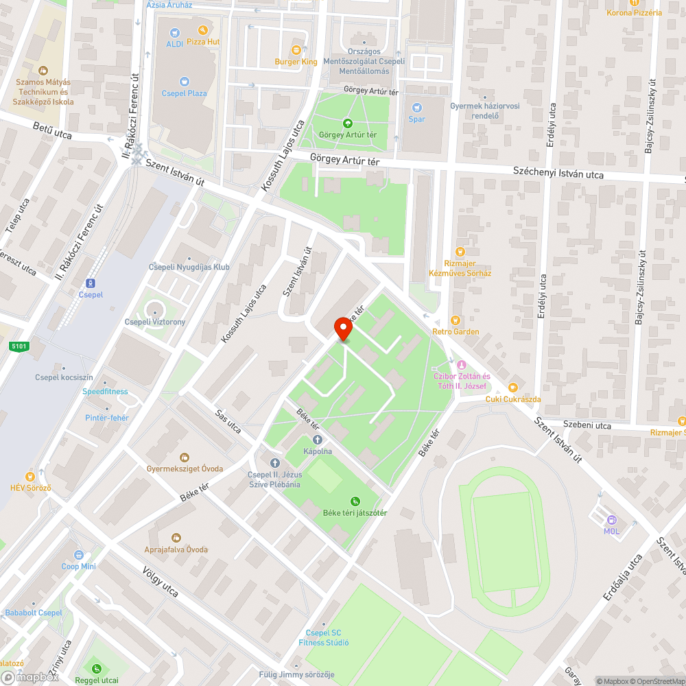 Kátyú az út közepén bejelentés helye