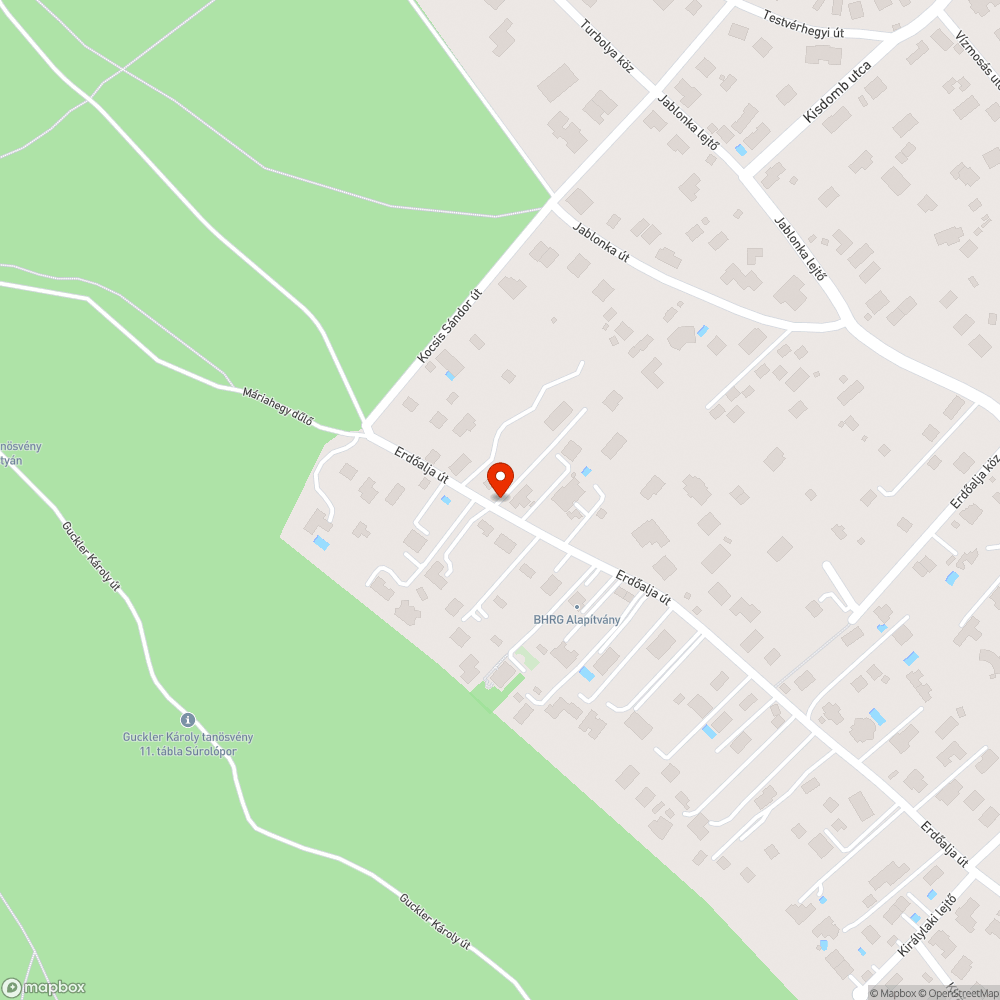 3.kerület Erdőalja út -  kátyúk bejelentés helye