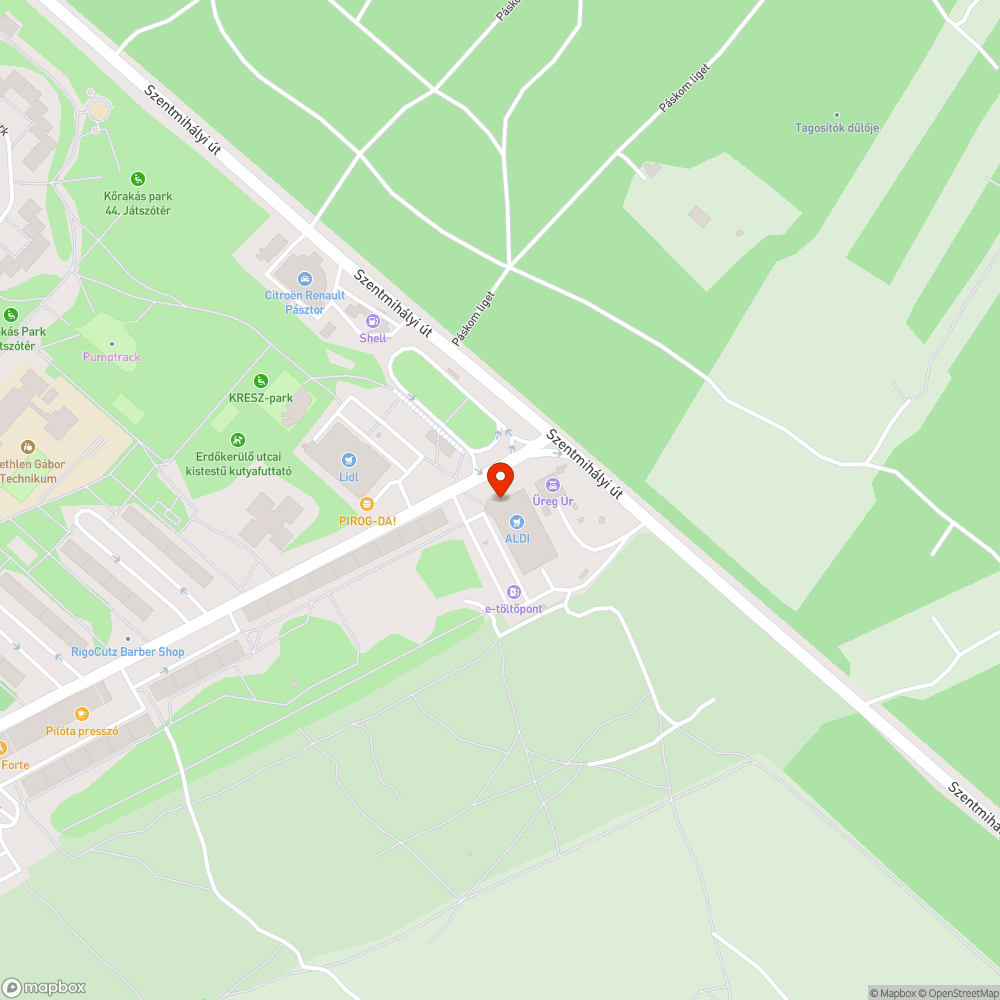 Veszélyes kátyú bejelentés helye