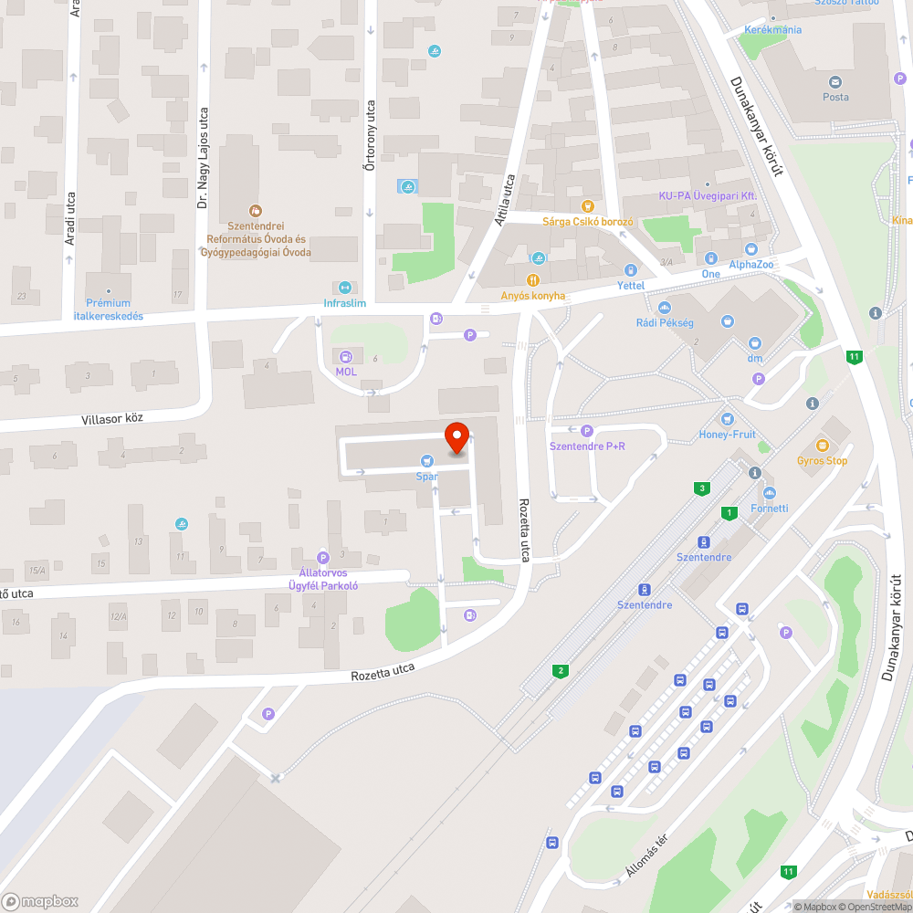 Szentendre Spar Vasúti villasor új parkoló bejelentés helye