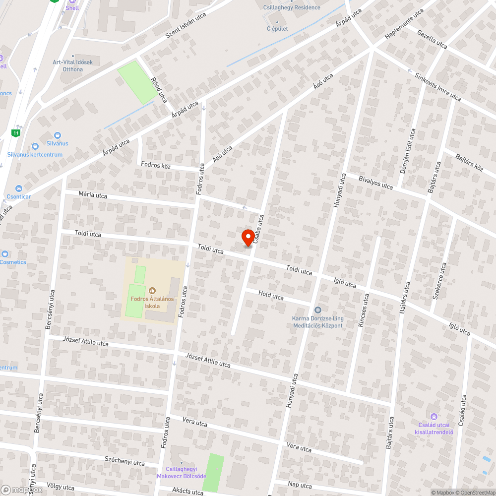 Kiegett utcai lampa bejelentés helye