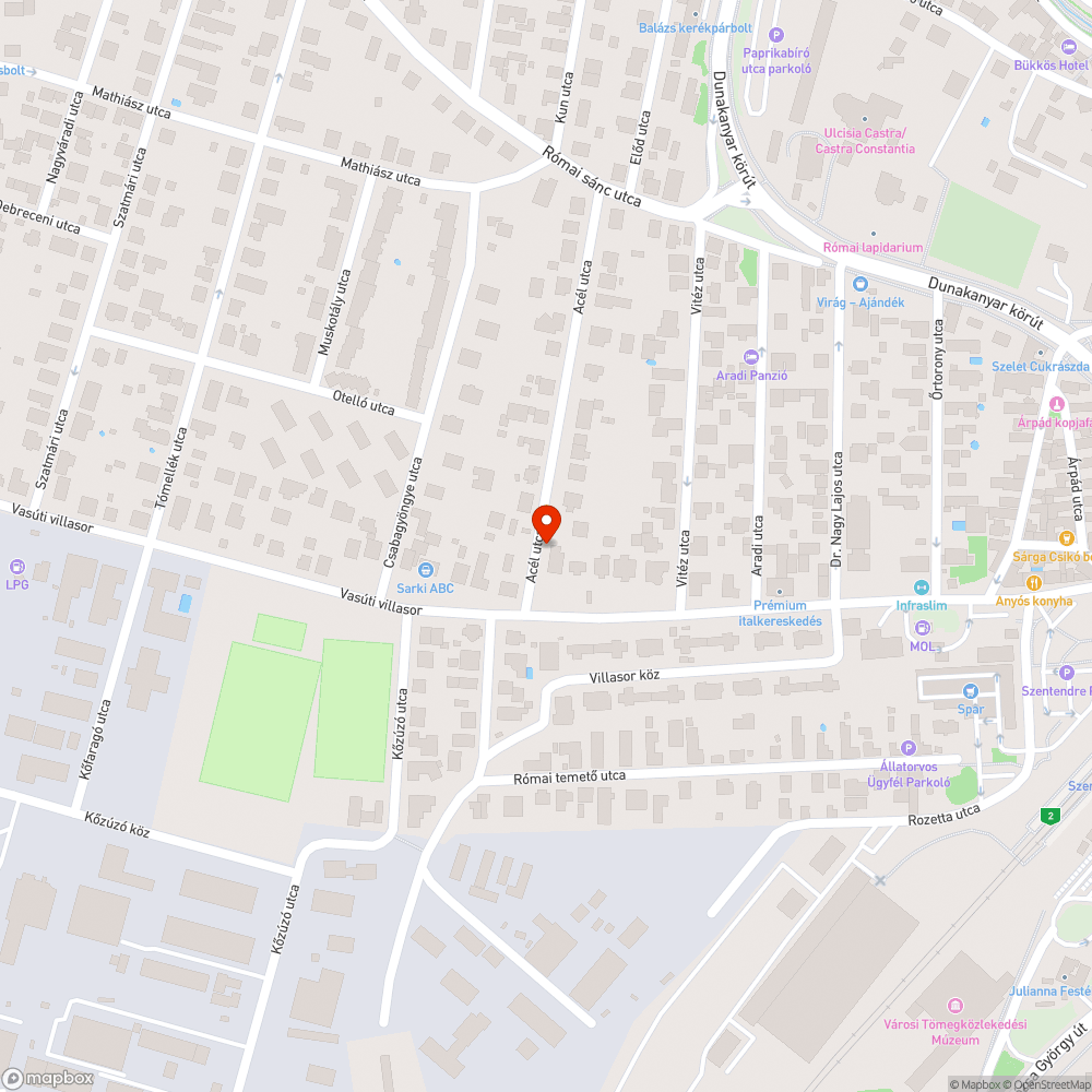 Acél utcai kátyúk bejelentés helye