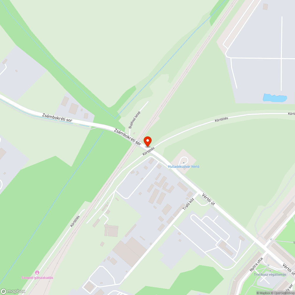 Kátyú a Vértói úton bejelentés helye