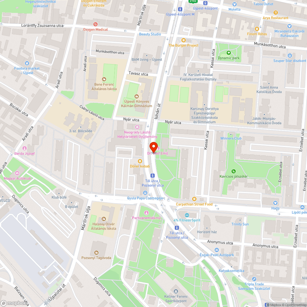 Óriás kátyú a buszmegálló mellett bejelentés helye