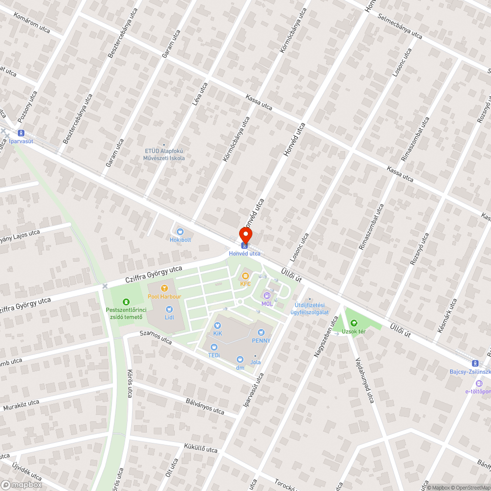 Járda állapota a 50-es villamos Honvéd utcai megállójánál (Üllői út) bejelentés helye