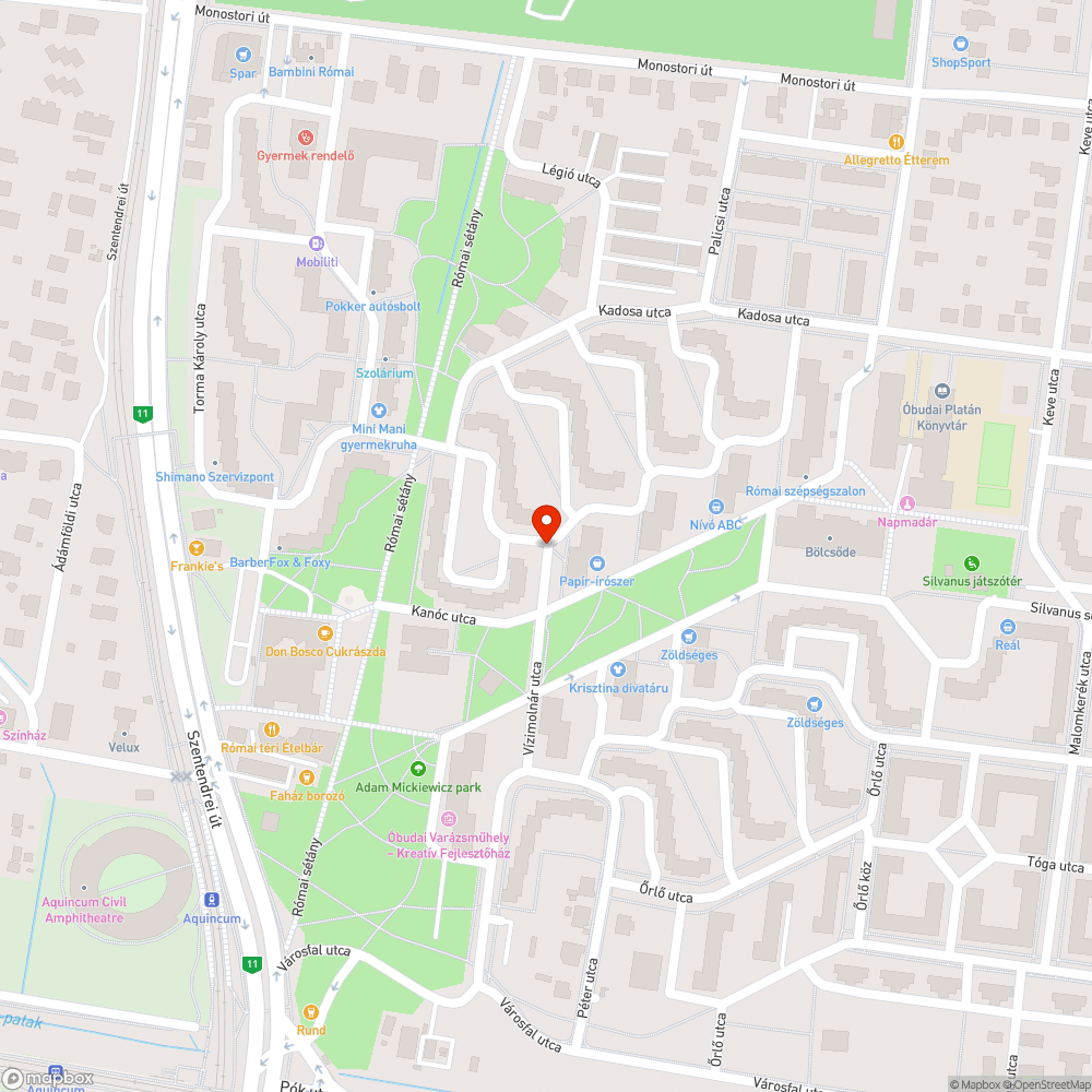 Kátyúk az Amfiteátrum utcában bejelentés helye