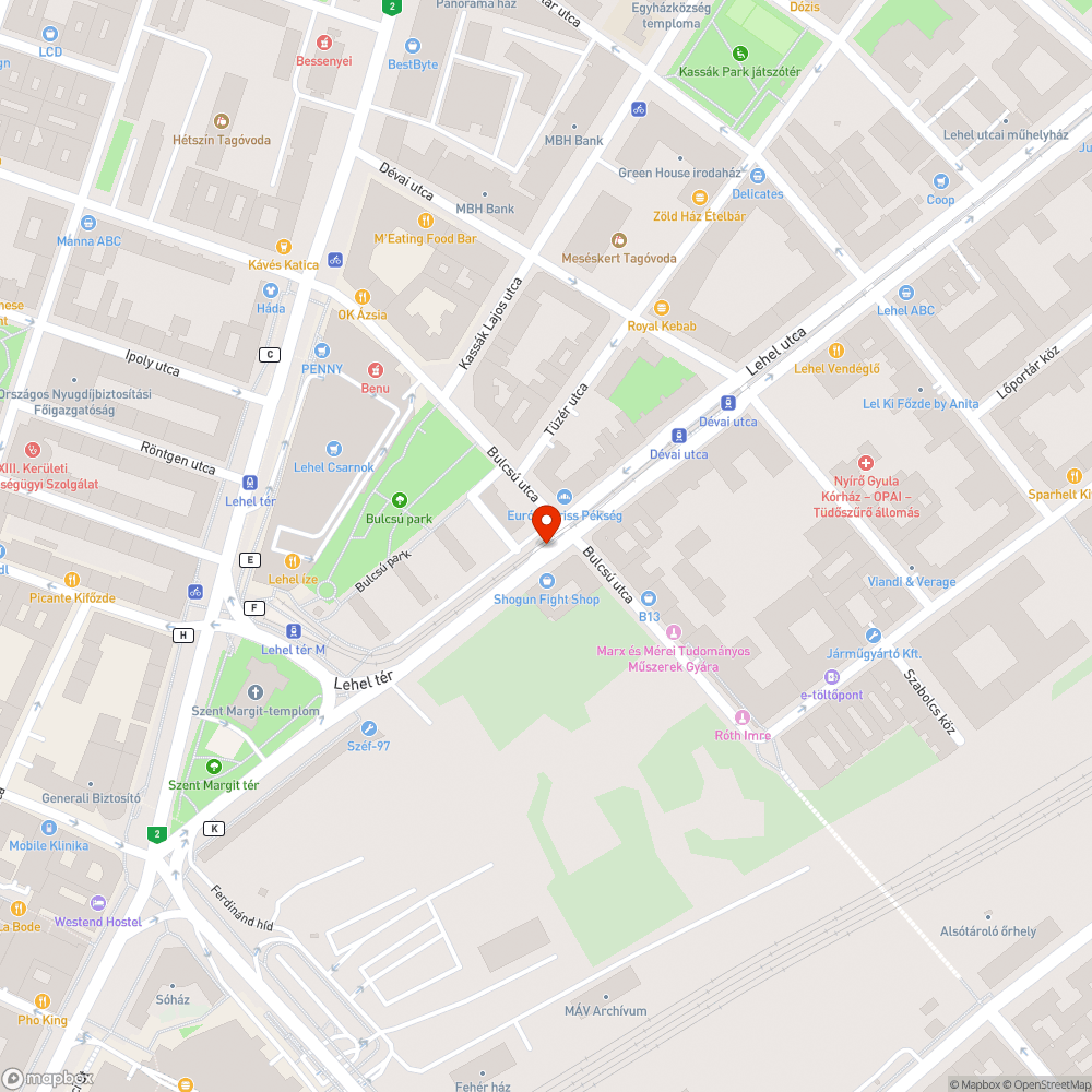 Villamos sín közti kátyú bejelentés helye