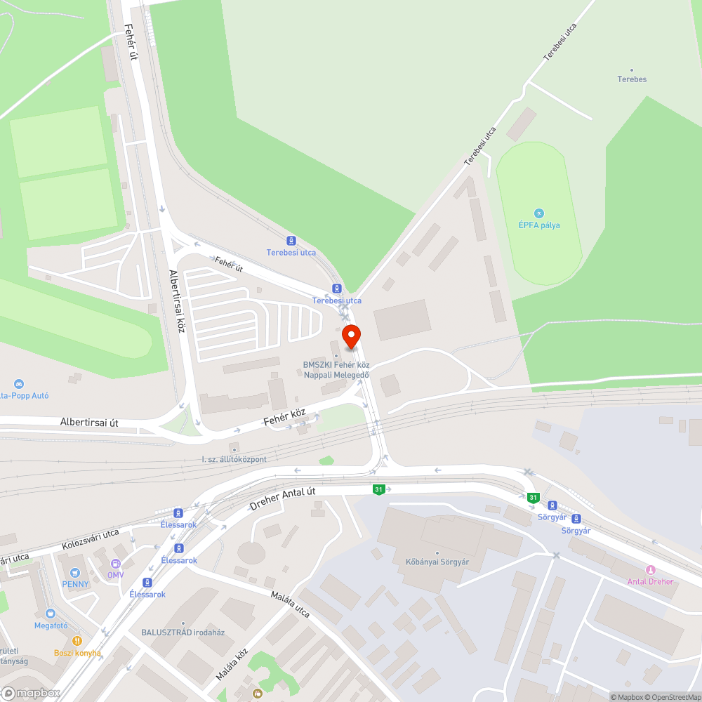 Kátyús buszsáv bejelentés helye