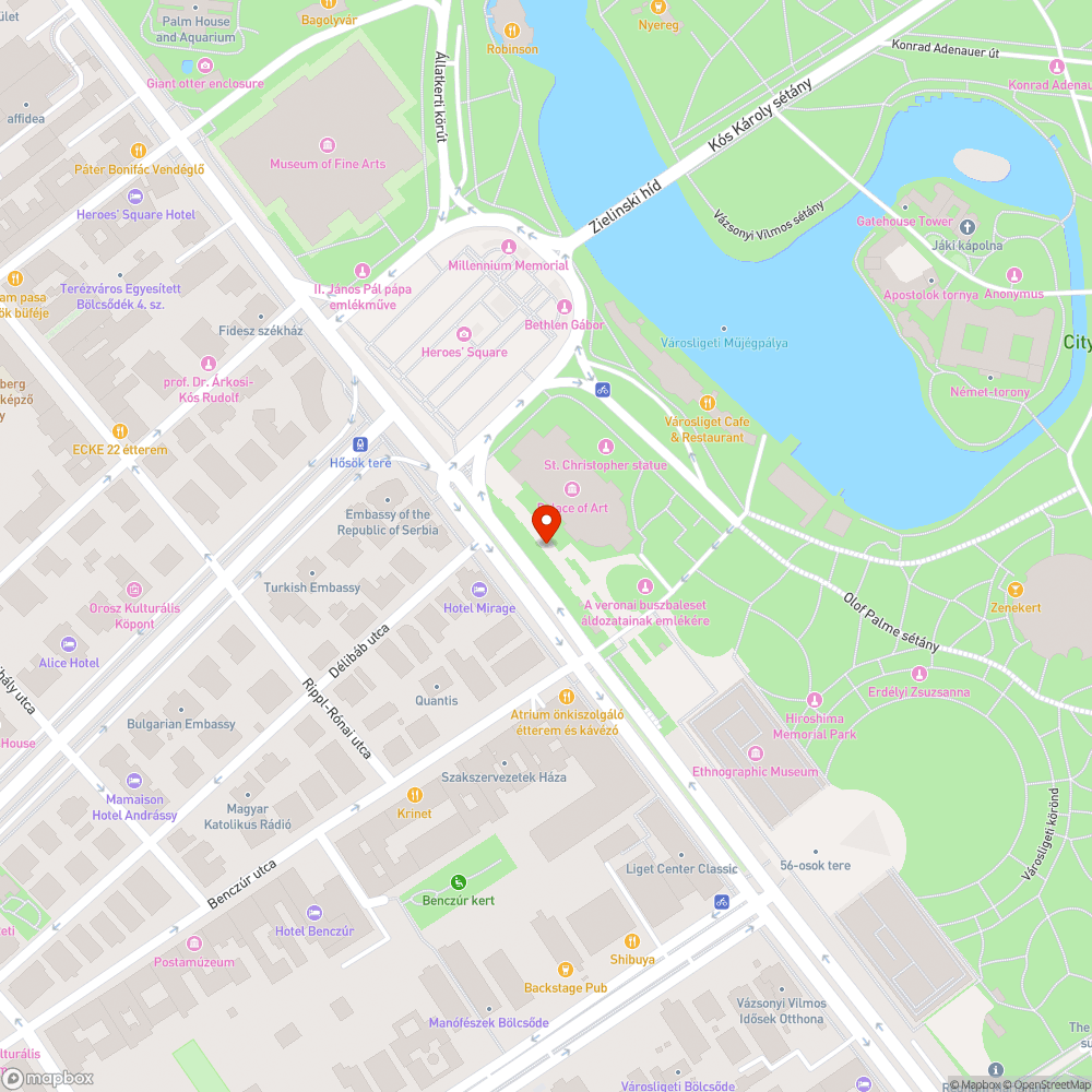 Hősők tere - buszparkoló bejelentés helye