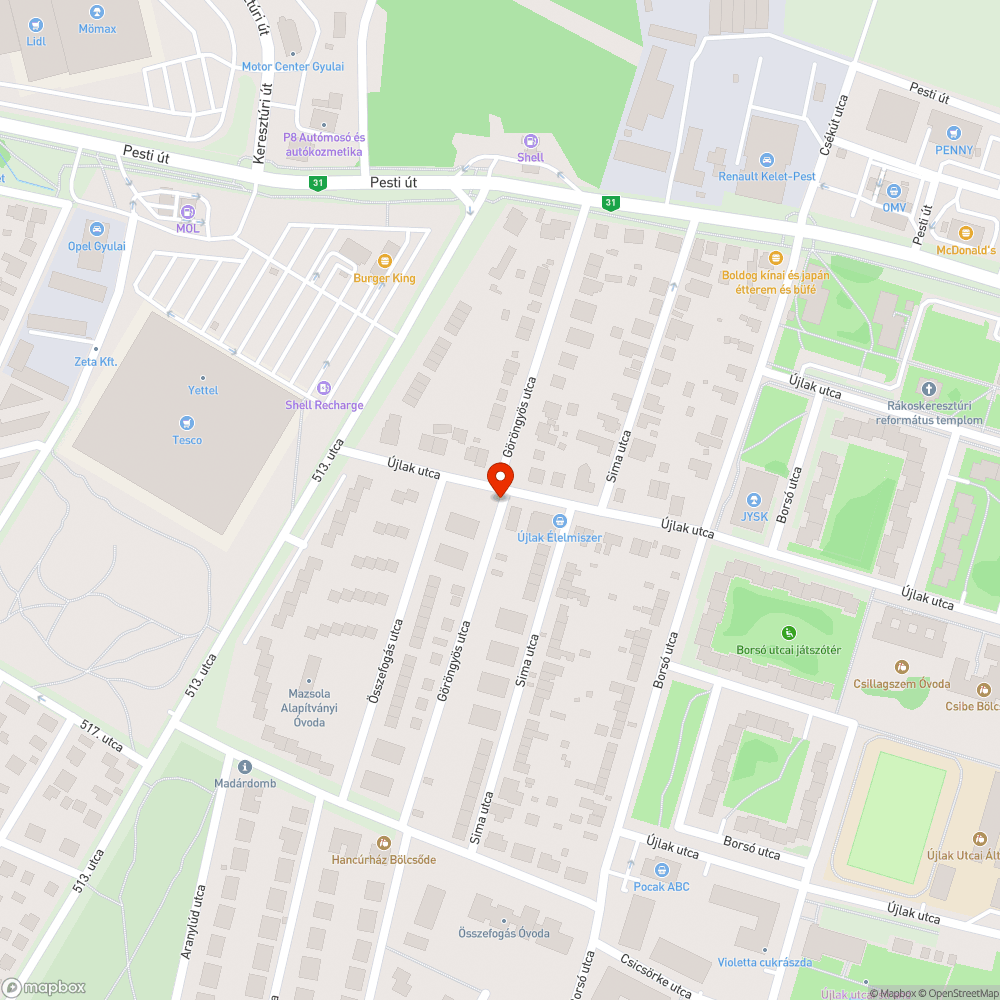 Összefirkált utcatábla bejelentés helye