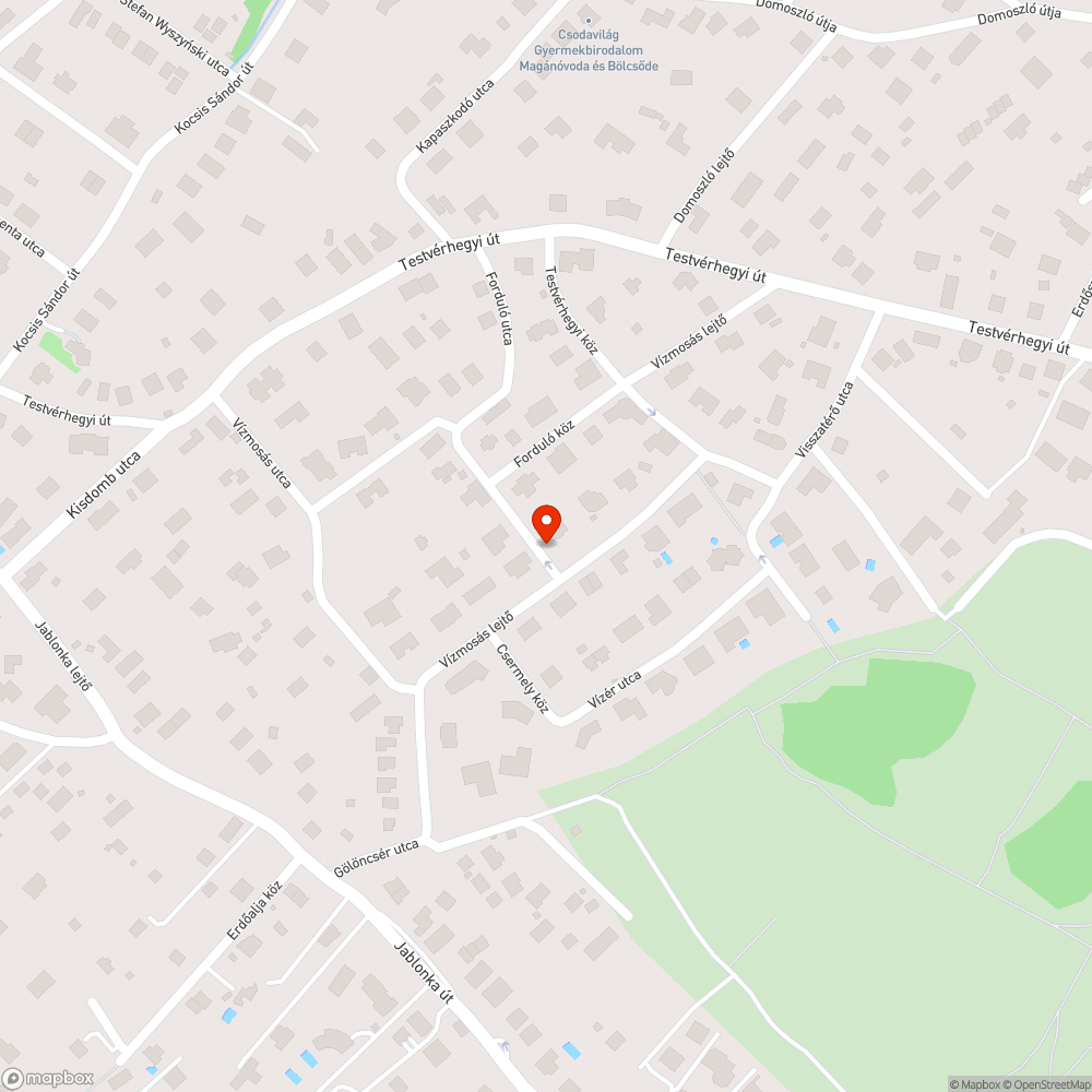 III. ker. Forduló u., kátyú bejelentés helye