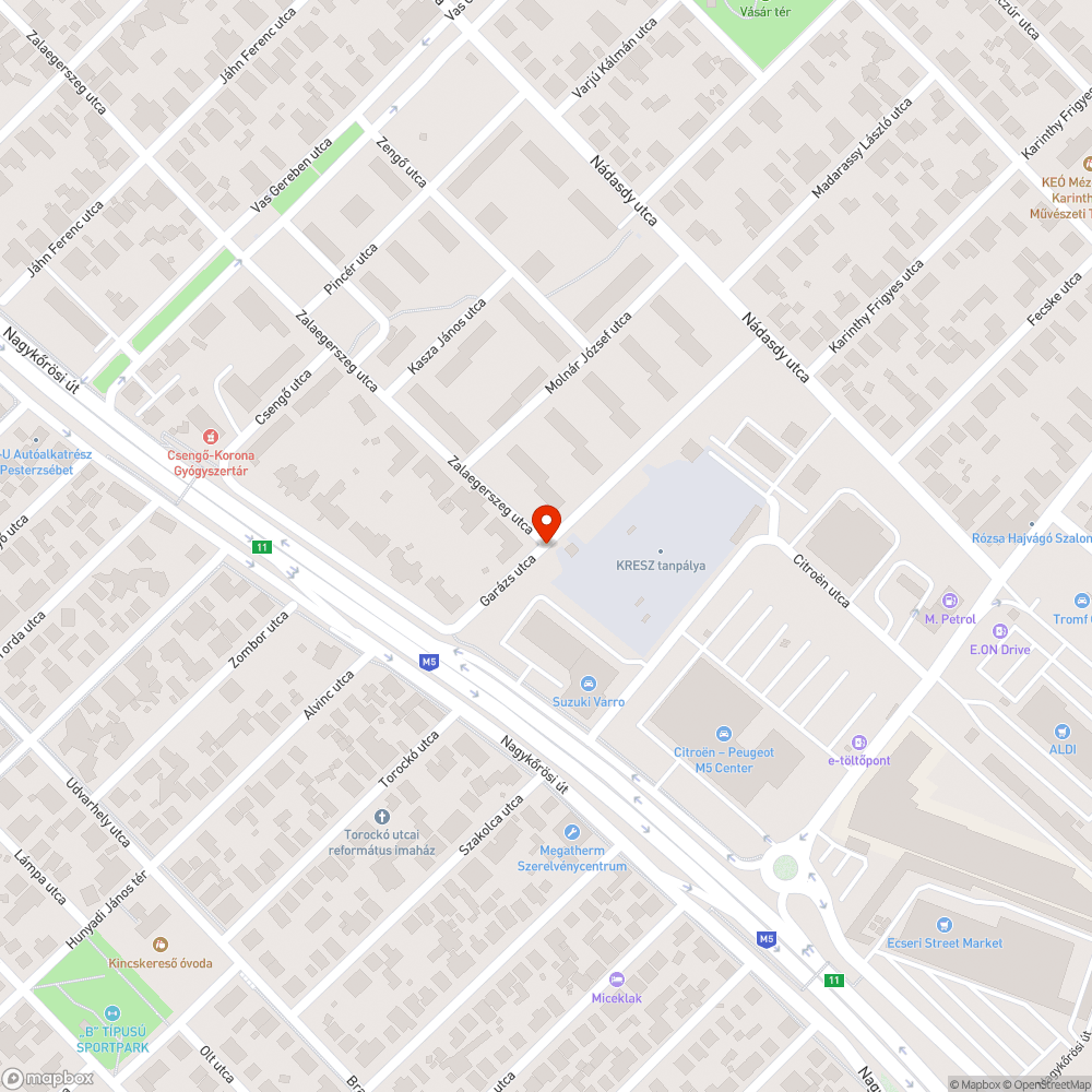 Kátyú XIX. ker Zalaegerszeg utca vége. bejelentés helye