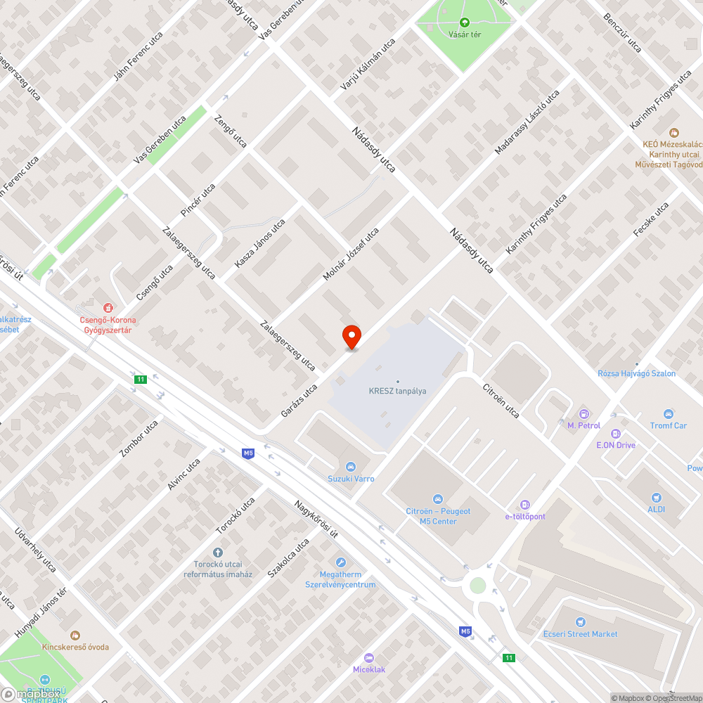 Kátyú XIX. ker. Garázs utca bejelentés helye