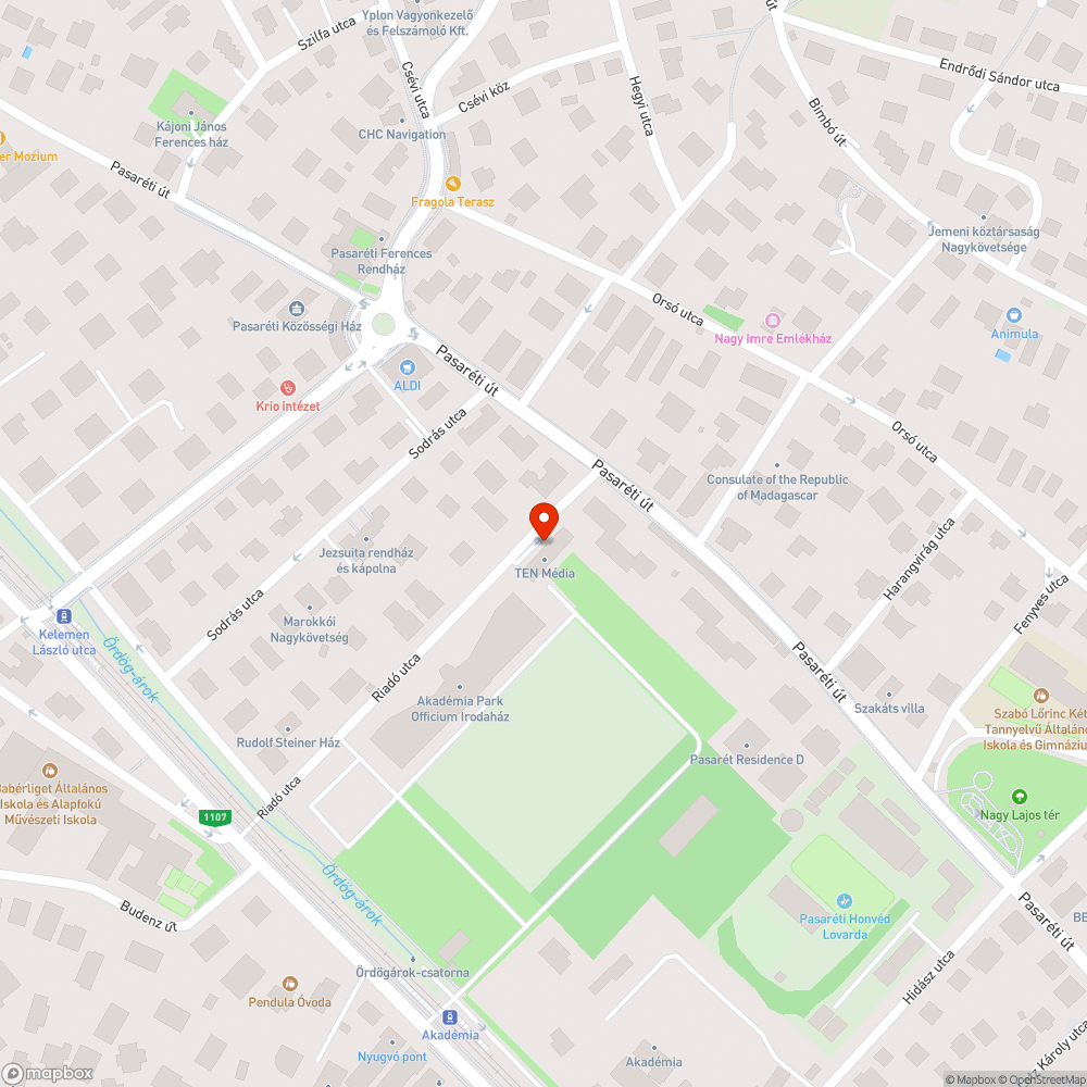 Kátyú Riadó utca bejelentés helye