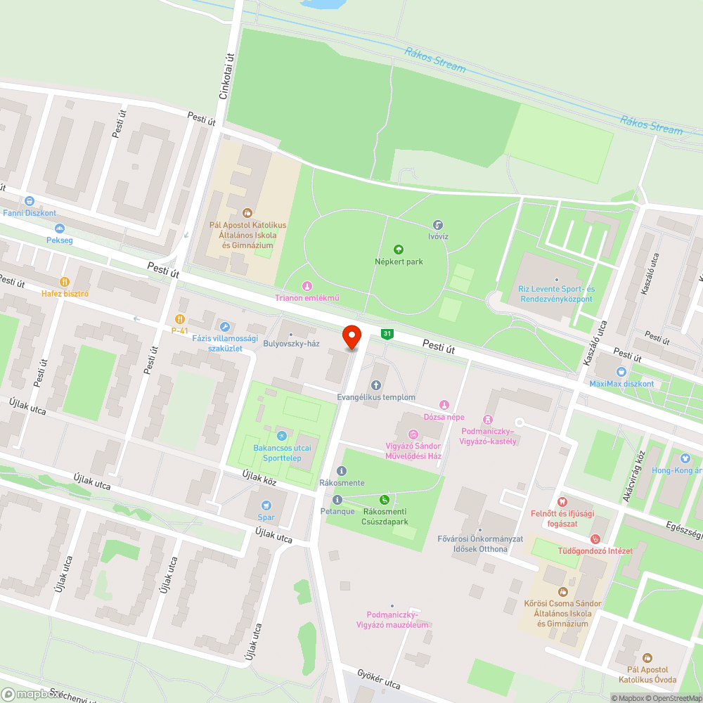 Kátyú a kerékpárúton bejelentés helye