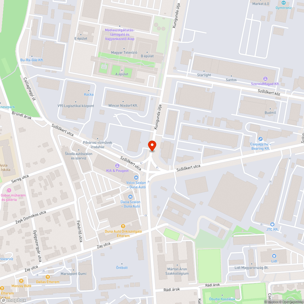 Kátyúk a Kunigunda útján bejelentés helye