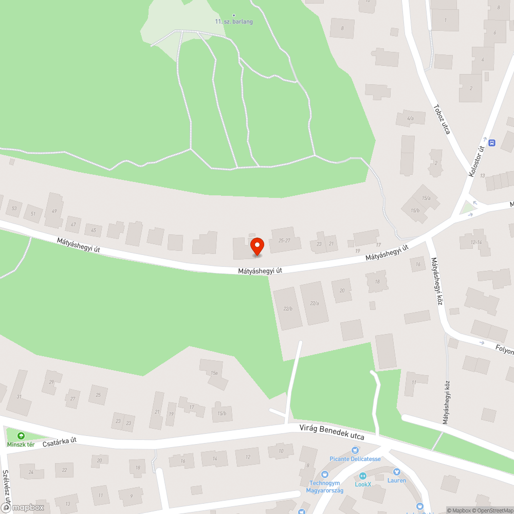 Kátyú a Mátyáshegyi úton bejelentés helye