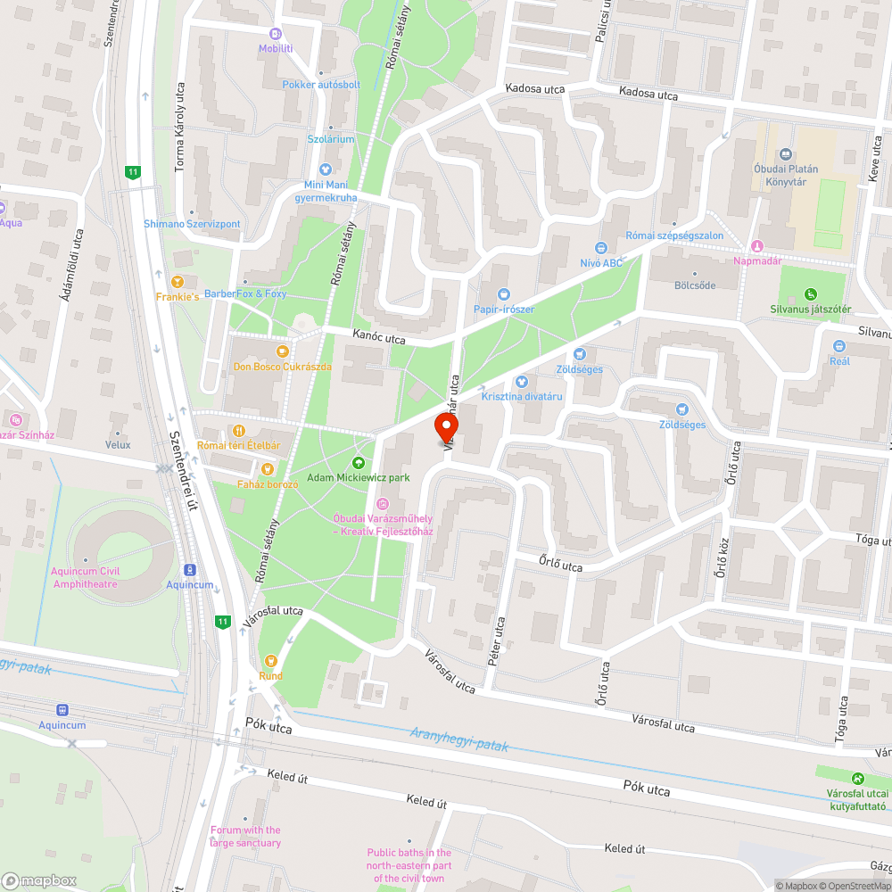 Kátyú a Vízimolnár utcában bejelentés helye