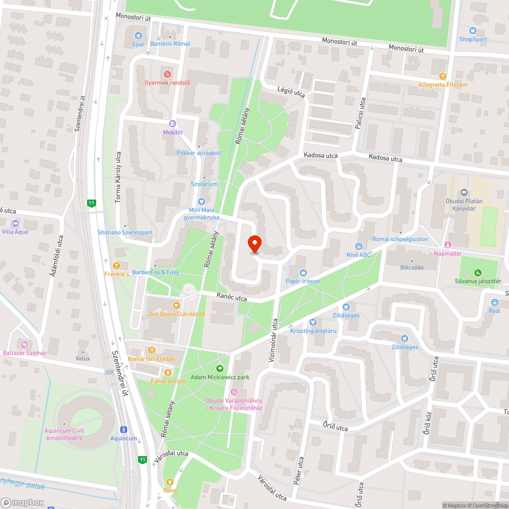 Kátyúk az Amifiteátrum utcában bejelentés helye