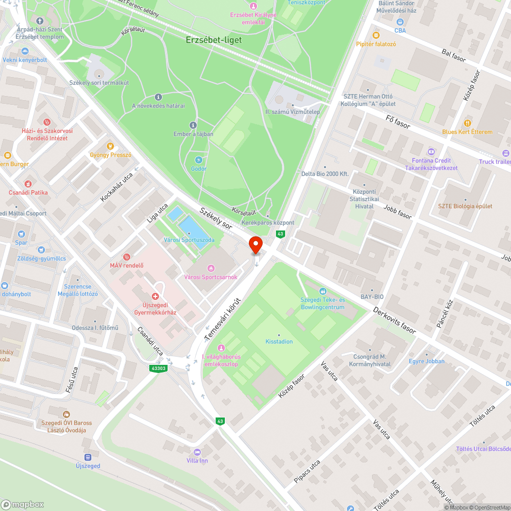 veszélyes kátyú a Székely sor - Temesvári körút sarkon bejelentés helye