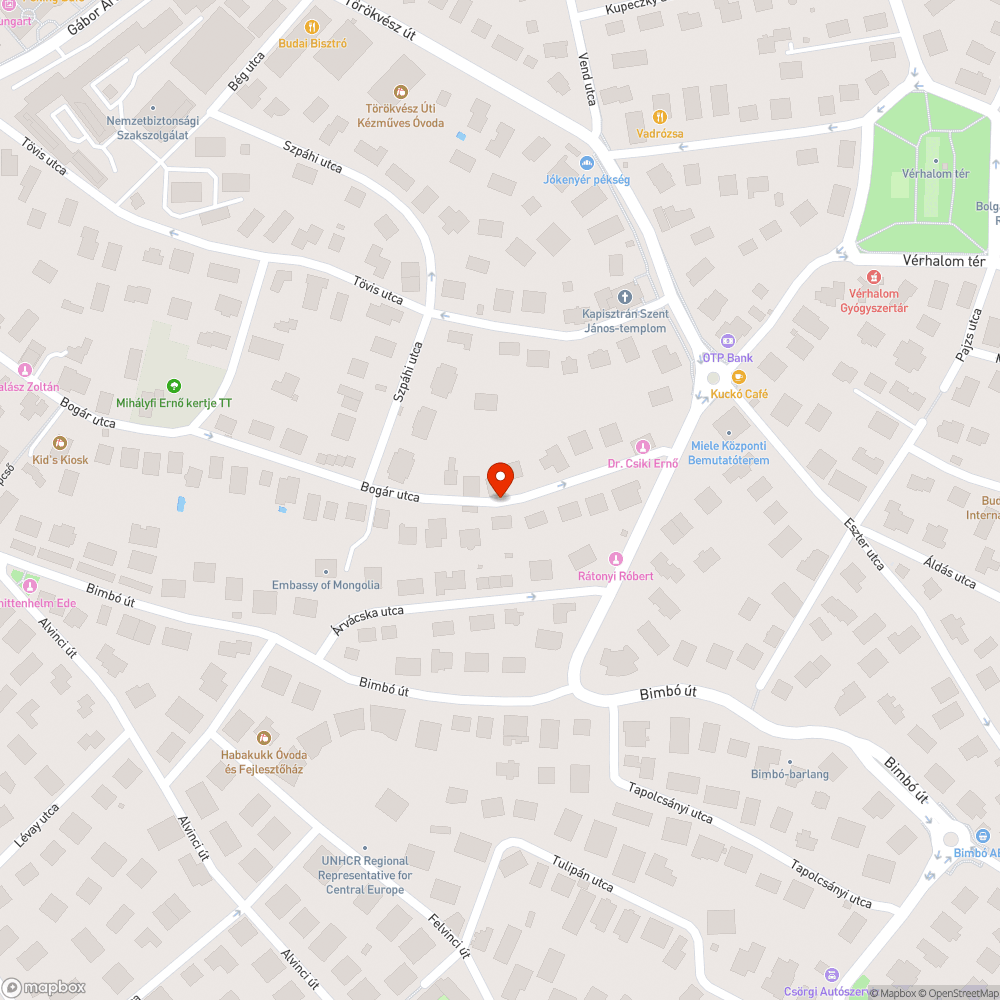 Kátyúk a Bogár utcában bejelentés helye