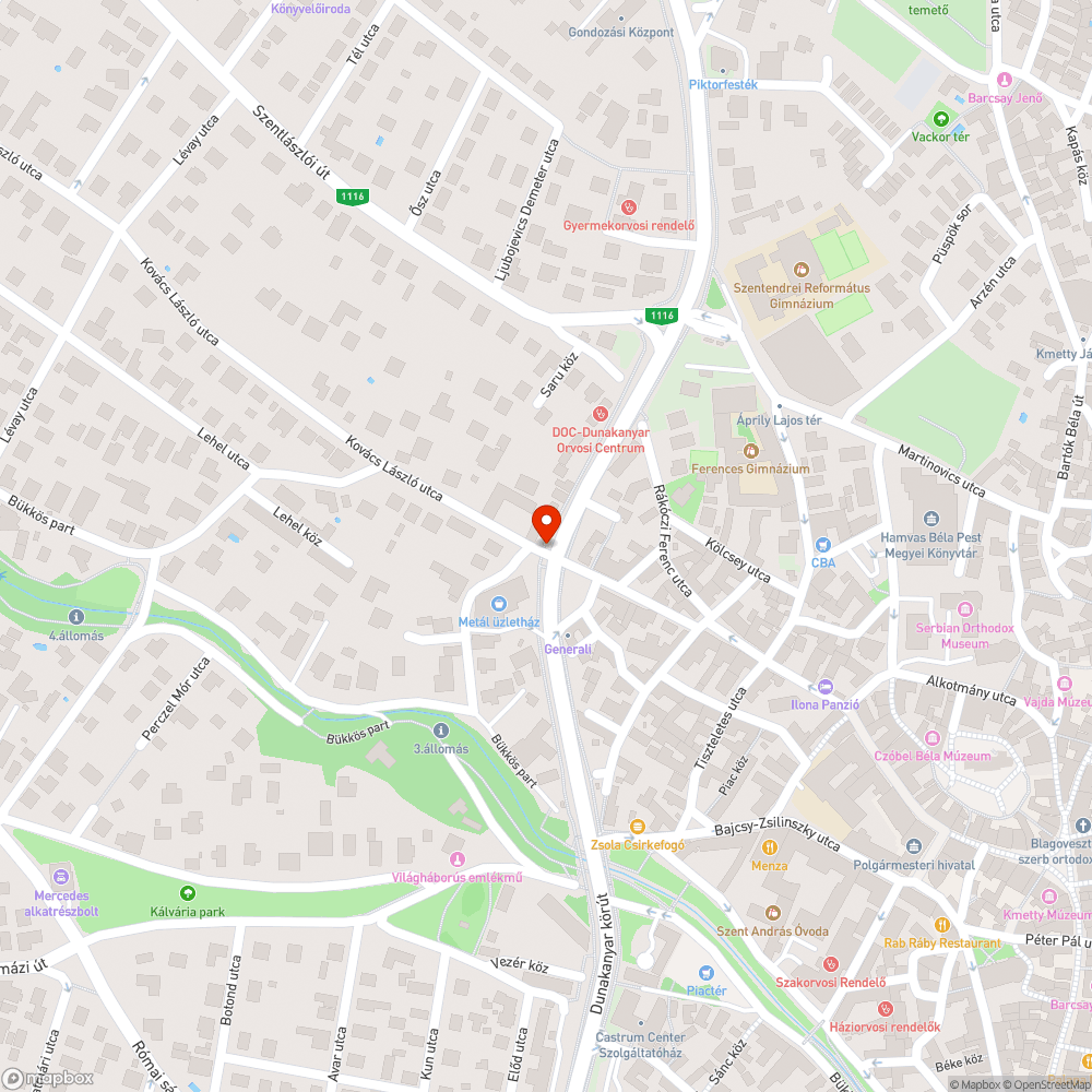 Dunakanyar krt - Kovács L u sarkán levő lépcső bejelentés helye