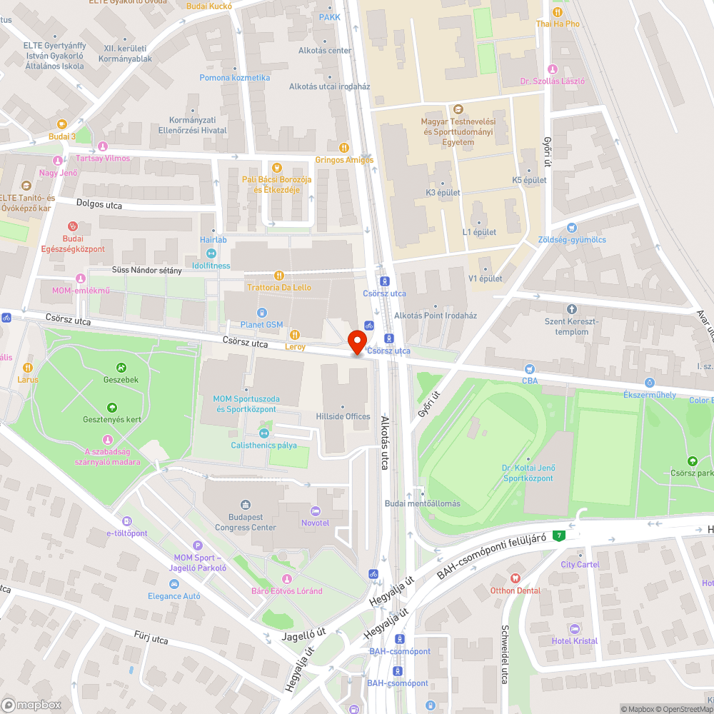 Budapest, MOMPARK-nál, 212-es buszmegállónál a zöldterület elválasztó padka bejelentés helye