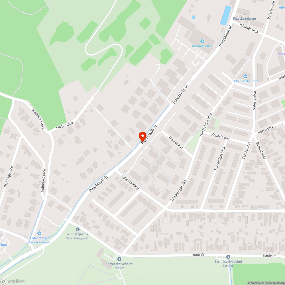 A Pusztakúti út Kázmér utcától Újliget sétányig terjedő szakaszán a járda használhatatlan, a mellette lévő kerítés teljesen kidőlt, megrongálódott bejelentés helye