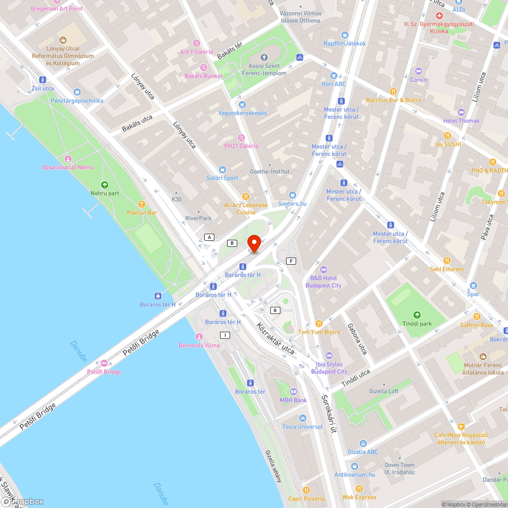 Boráros tér - rongált fal bejelentés helye