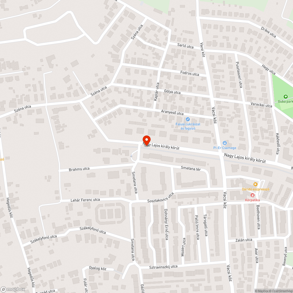 Balesetveszélyes járdaszakasz a Nagy Lajos király körút mentén bejelentés helye