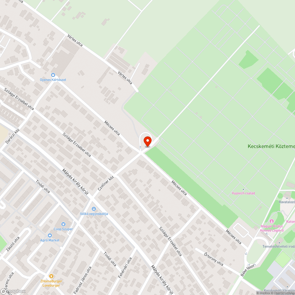 Gaz által felvert aszfaltburkolat a Köztemető II. kapu buszmegállóban bejelentés helye