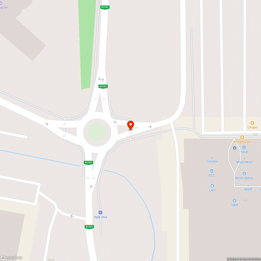 Budaörsi Tesco melletti körforgalomban kátyúrengeteg bejelentés helye