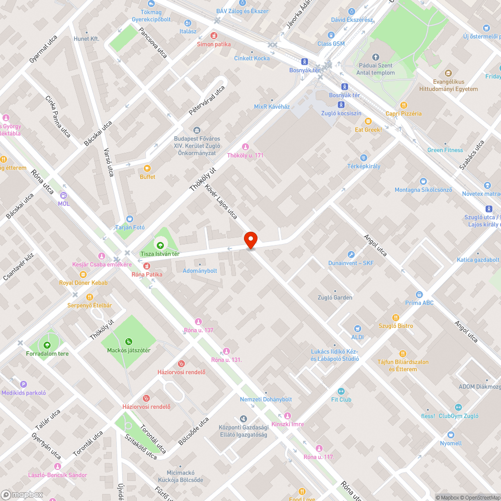 Kátyúk a Kövér Lajos és a Bosnyák utca találkozásánál bejelentés helye