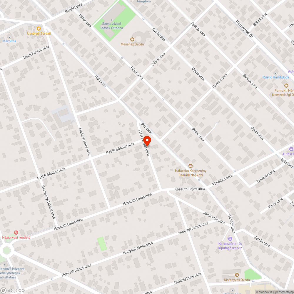 Kátyúk a Liszt Ferenc utcán bejelentés helye