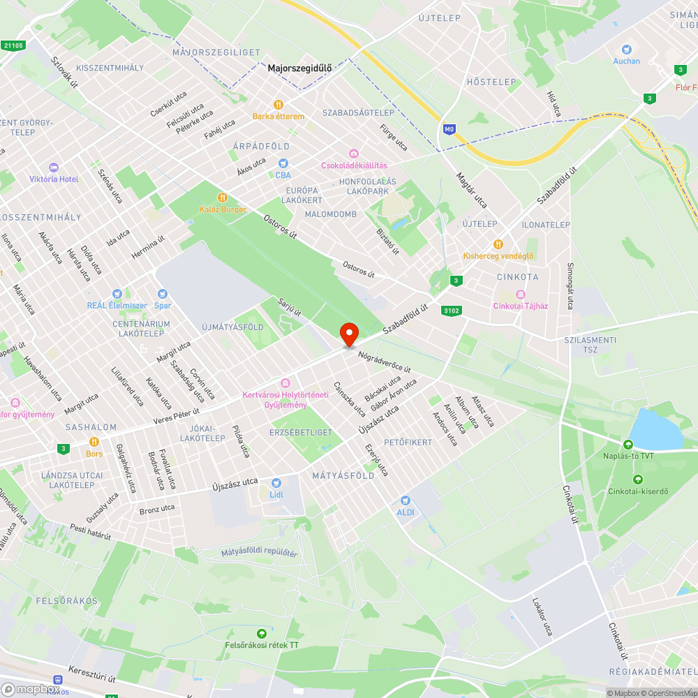 Hordalék a kerékpárúton bejelentés helye