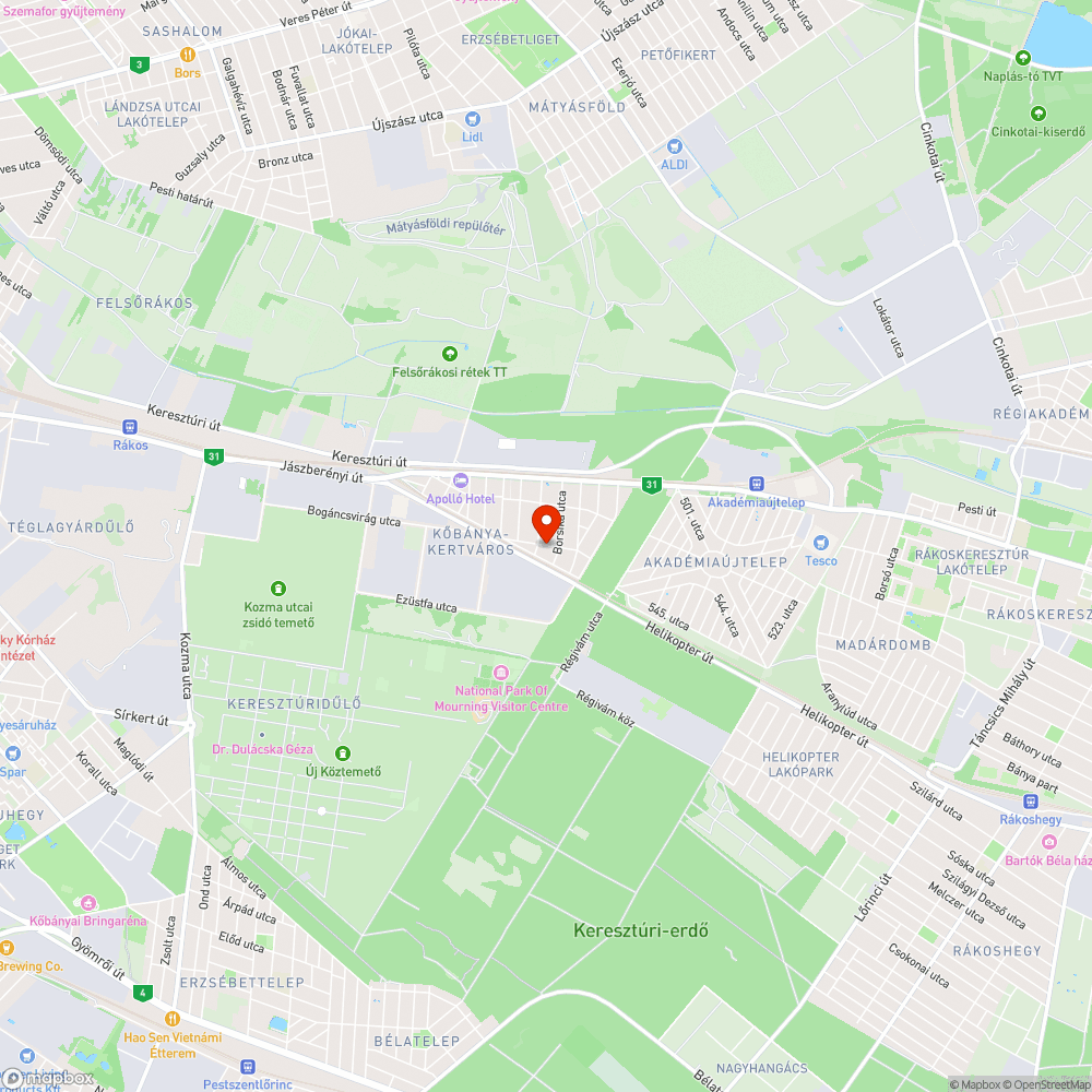 Kátyú bejelentés helye