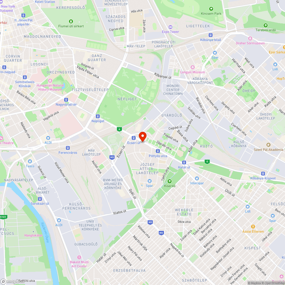 Mély és néhol széles úthibák az Üllői út szervízútján bejelentés helye