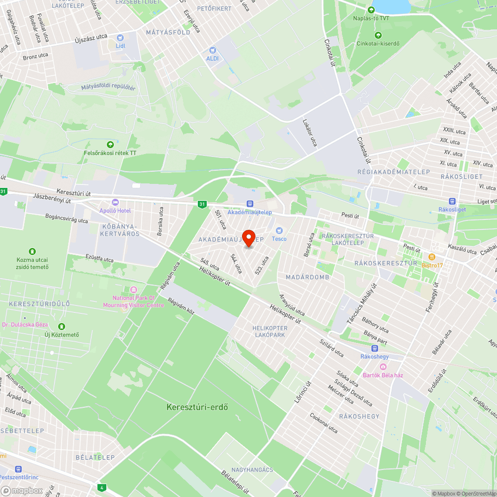 Veszélyes mennyiségű avar a járdán bejelentés helye