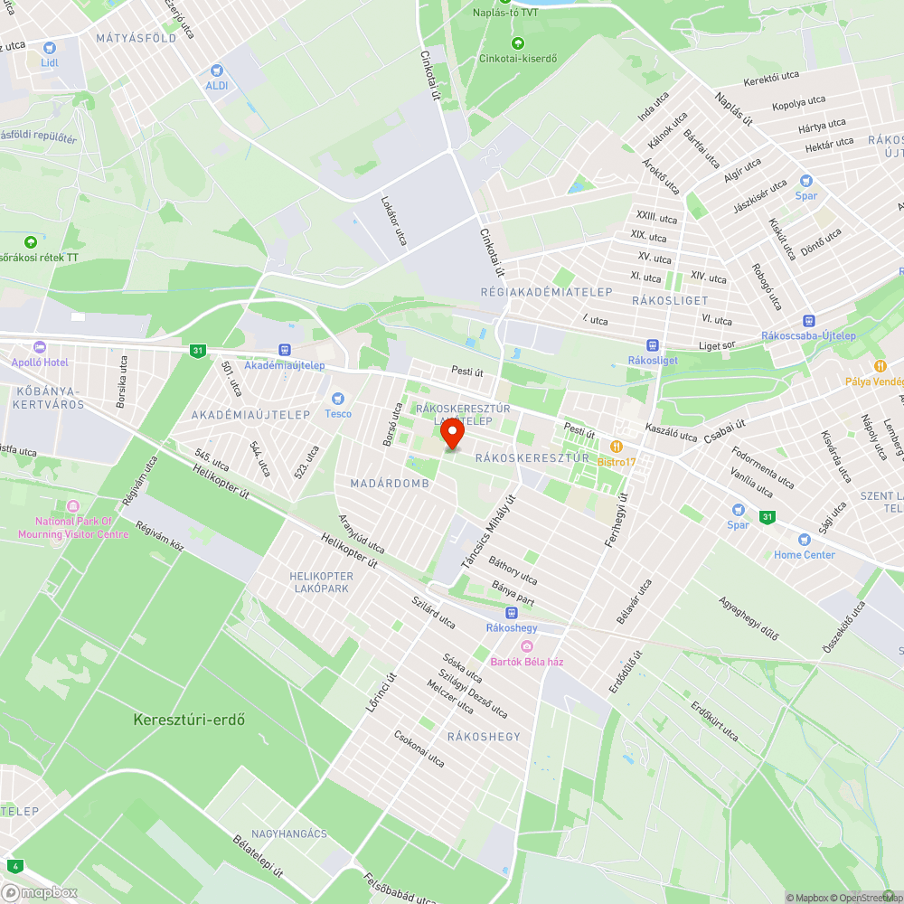 Egy kis tér... bejelentés helye