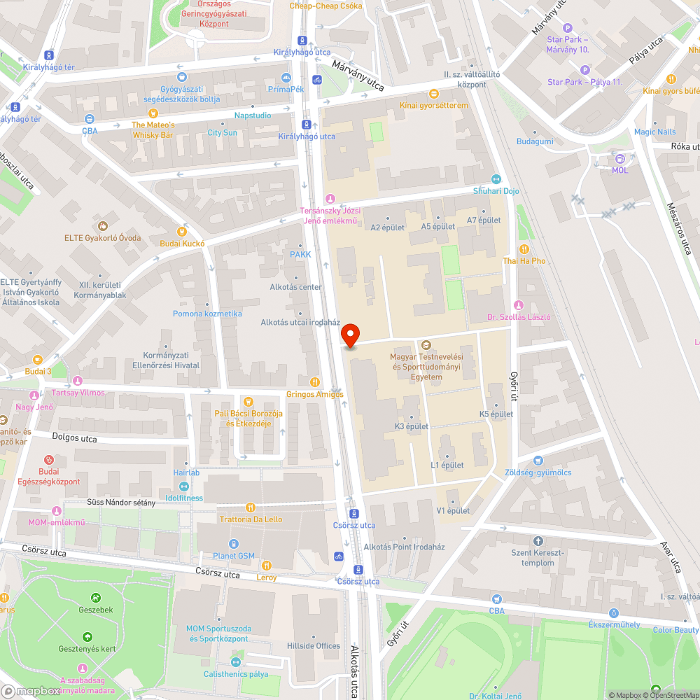 Lekopott a kerékpáros piktogram az Alkotás úti busz-kerékpársávon bejelentés helye