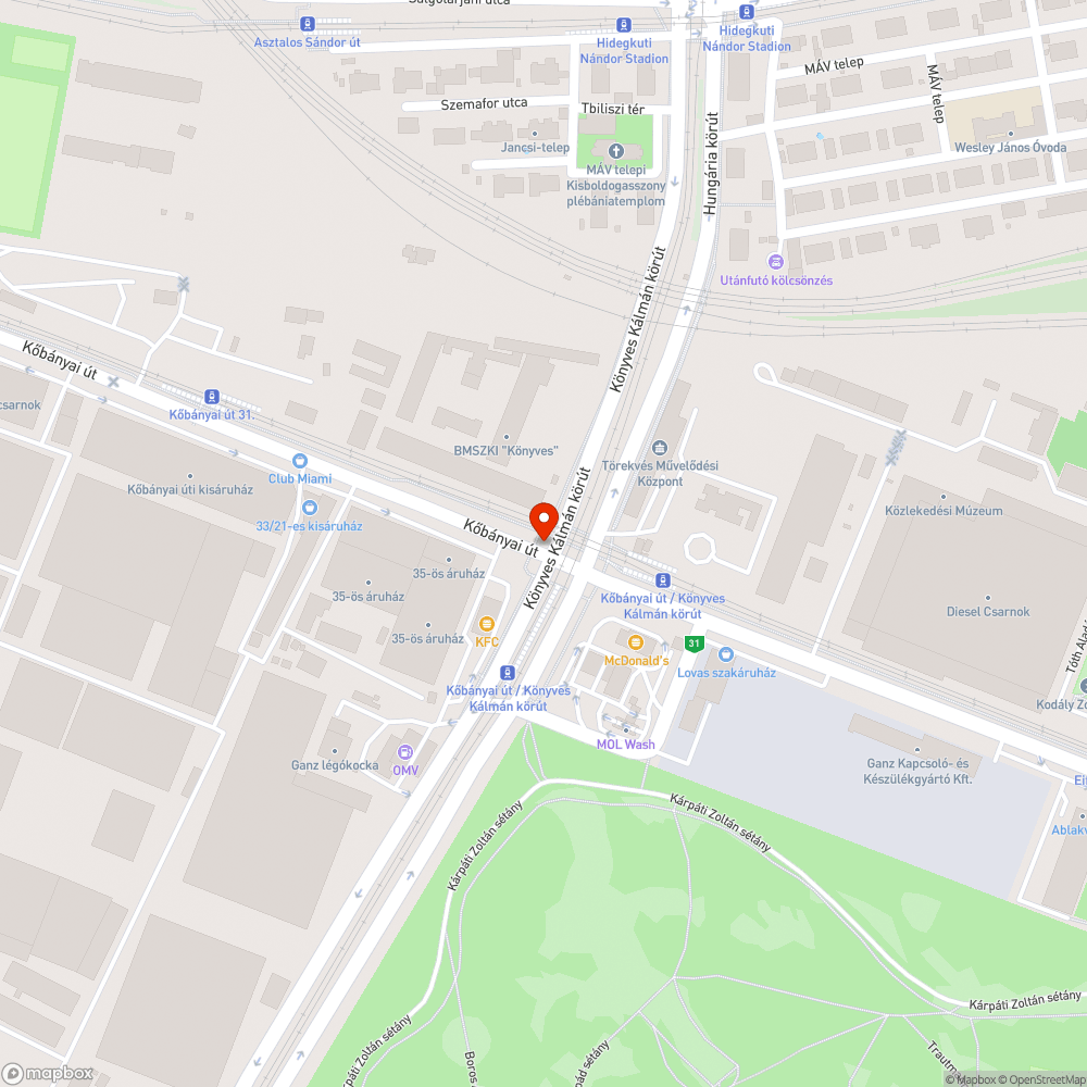 Kerékpárúton életveszélyes csatornalefolyó rács bejelentés helye