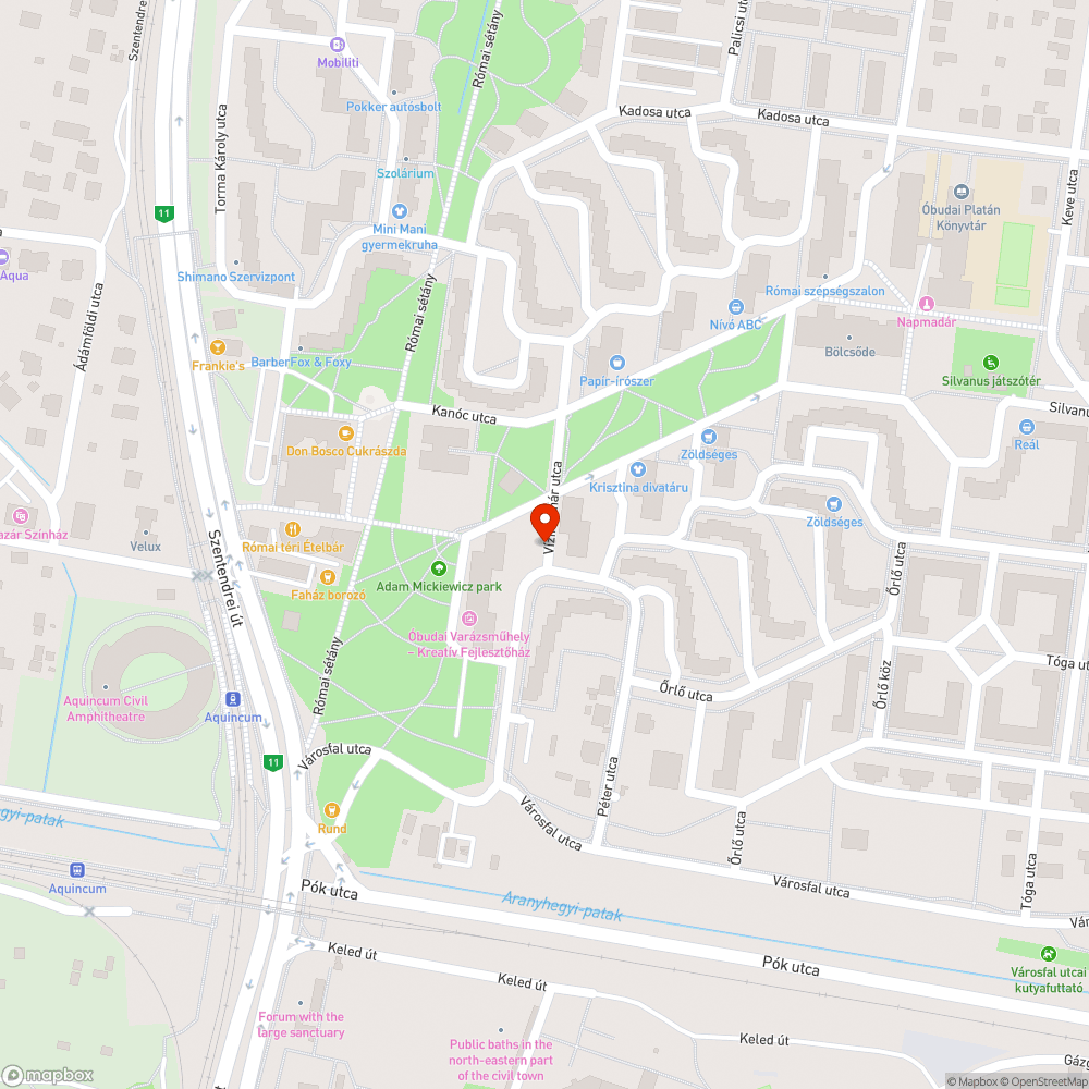 Kátyú a Vízimolnár utcában bejelentés helye