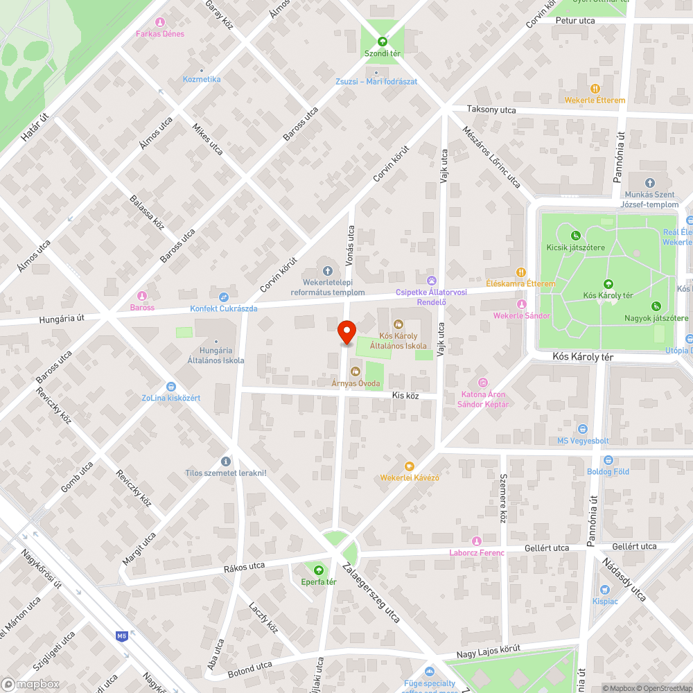 Hiányzó fák bejelentés helye