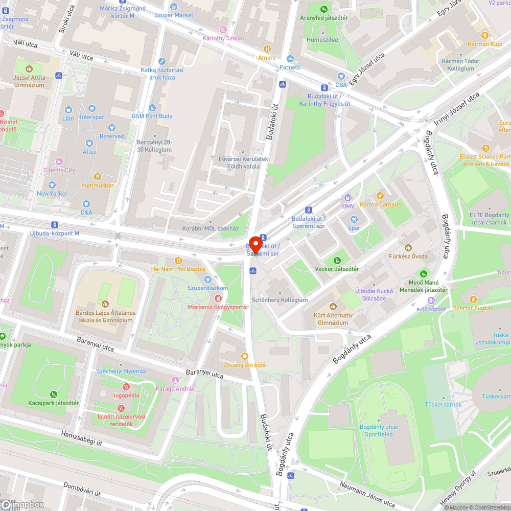 Nem megfelelően helyeállított járda, zebra előtt. - Irinyi József u. 42, 1117 bejelentés helye