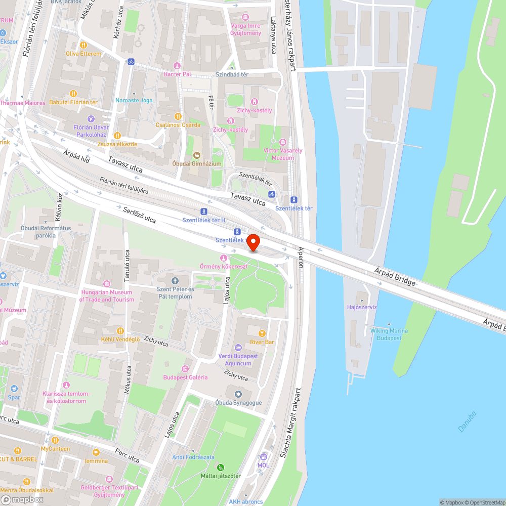 Állandóan kidőlő tábla az Árpád híd budai hídfőjénél bejelentés helye