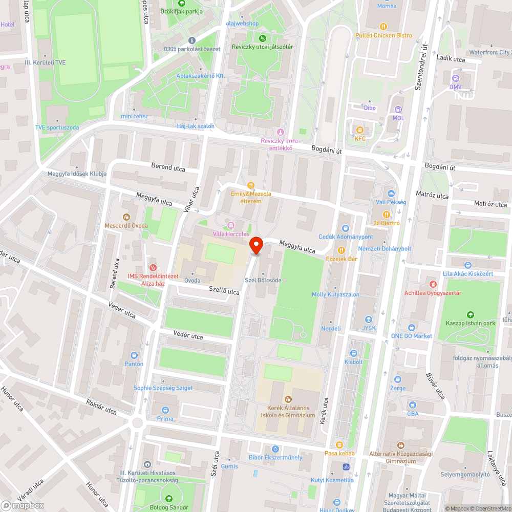 Kátyú - Szél u. 23-25. bejelentés helye