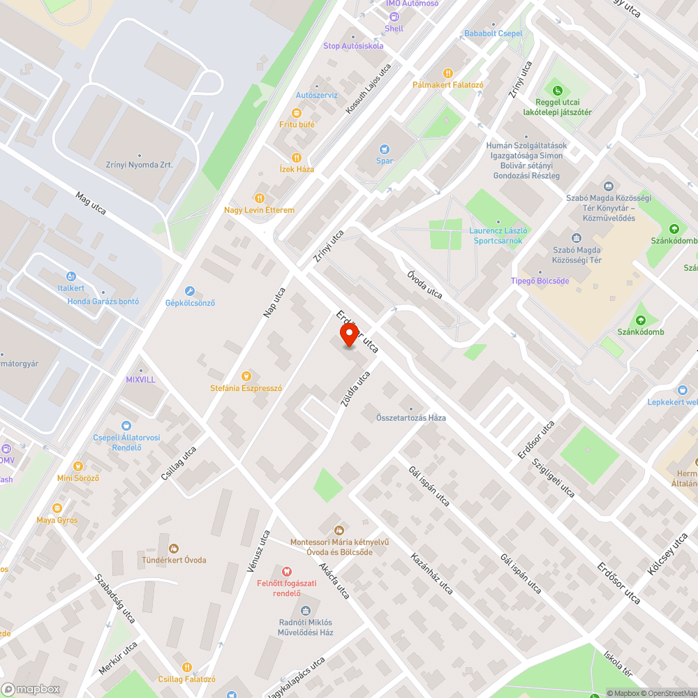 Többéves, visszatérő kátyú bejelentés helye